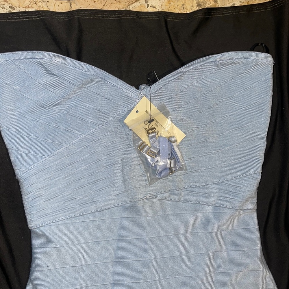 New Marciano With Love BANDAGE Long Gown Baby Blue Bodycon M - Picture 4 of 15